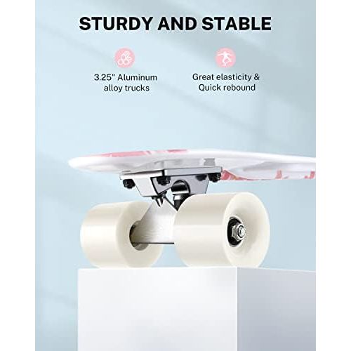  Gonex 22 Inch Skateboard for Girls Boys Kids Beginners, Mini Cruiser Skateboard Plastic Skateboard Complete for Teens Youths