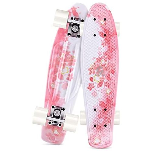  Gonex 22 Inch Skateboard for Girls Boys Kids Beginners, Mini Cruiser Skateboard Plastic Skateboard Complete for Teens Youths