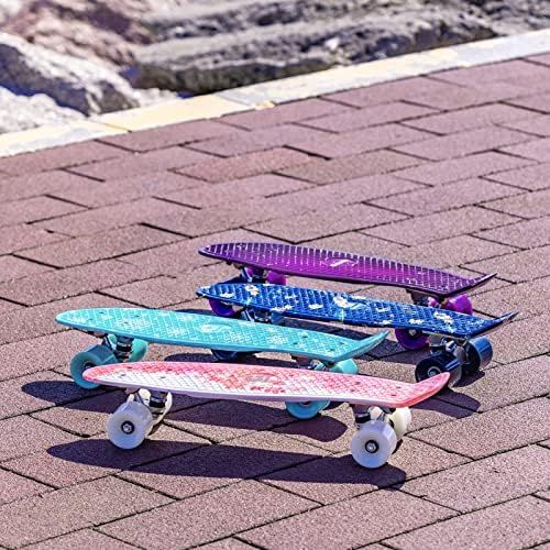  Gonex 22 Inch Skateboard for Girls Boys Kids Beginners, Mini Cruiser Skateboard Plastic Skateboard Complete for Teens Youths