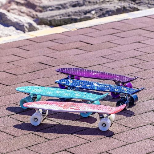  Gonex 22 Inch Skateboard for Girls Boys Kids Beginners, Mini Cruiser Skateboard Plastic Skateboard Complete for Teens Youths