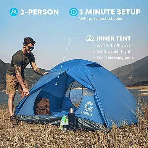  Gonex Camping Tent 1 to 4 Person, Waterproof Windproof Dome Backpacking Tent for Camping Hiking Mountaineering Backyard