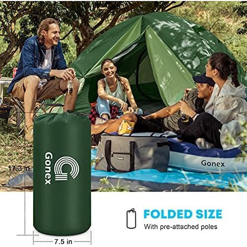  Gonex Lightweight 2/4 Person Camping Tent, Waterproof Backpacking Tent, Double Layer Dome Tent with Aluminum Poles, Easy Set-Up