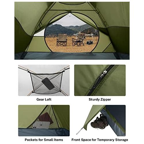  Gonex Lightweight 2/4 Person Camping Tent, Waterproof Backpacking Tent, Double Layer Dome Tent with Aluminum Poles, Easy Set-Up