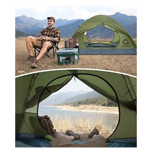  Gonex Lightweight 2/4 Person Camping Tent, Waterproof Backpacking Tent, Double Layer Dome Tent with Aluminum Poles, Easy Set-Up