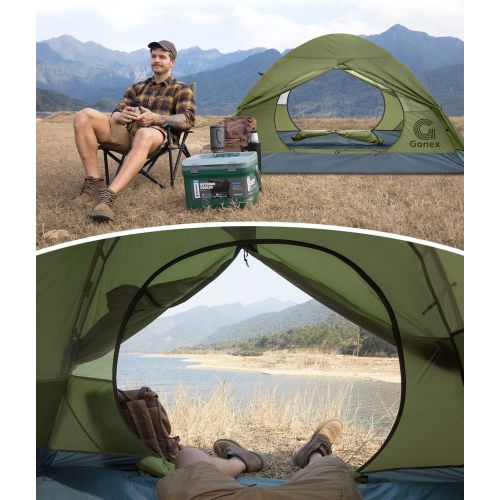  Gonex Lightweight 2/4 Person Camping Tent, Waterproof Backpacking Tent, Double Layer Dome Tent with Aluminum Poles, Easy Set-Up