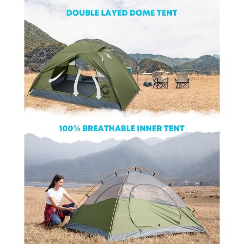  Gonex Lightweight 2/4 Person Camping Tent, Waterproof Backpacking Tent, Double Layer Dome Tent with Aluminum Poles, Easy Set-Up