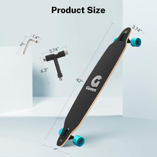  [아마존베스트]Gonex 42 inch Longboard Skateboard, Complete 9 Ply Maple Freeride Concave Cruiser for Girls, Kids, Adult and Beginner