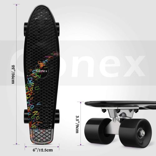  Gonex 22 Inch Skateboard for Girls Boys Kids Beginners, Mini Cruiser Skateboard Plastic Skateboard Complete for Teens Youths