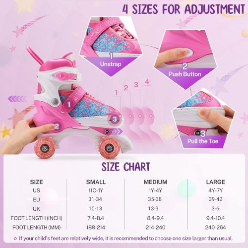  Gonex Roller Skates for Girls Kids Boys Women with Light up Wheels and Adjustable Sizes for Indoor Outdoor