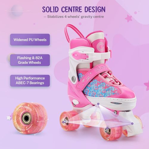  Gonex Roller Skates for Girls Kids Boys Women with Light up Wheels and Adjustable Sizes for Indoor Outdoor
