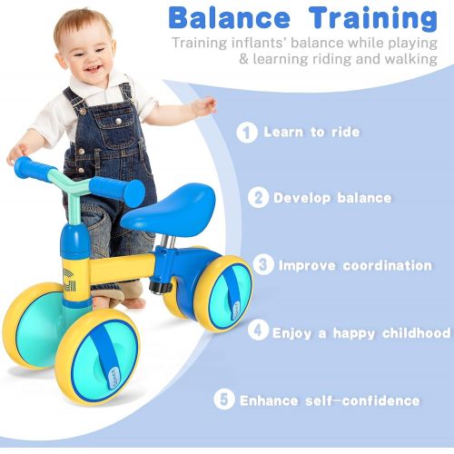  Gonex Baby Balance Bike 12-36 Month - Riding Toys for 2 Year Old Boys Girls, Cute Toddler Bike Adjustable Seat & No Pedal, Perfect First Birthday Gifts
