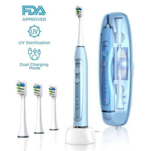  GooBang Doo Travel Electric Toothbrush with UV Sanitizer Charging Case, ABOX Sonic Rechargeable Electric...