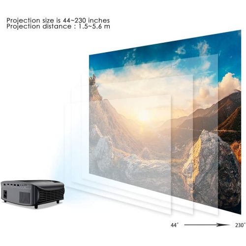  Projector, GooDee 2020 Upgrade HD Video Projector Outdoor Movie Projector, 230 Home Theater Projector Support 1080P, Compatible with Fire TV Stick, PS4, HDMI, VGA, AV and USB