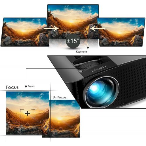  Projector, GooDee 2020 Upgrade HD Video Projector Outdoor Movie Projector, 230 Home Theater Projector Support 1080P, Compatible with Fire TV Stick, PS4, HDMI, VGA, AV and USB