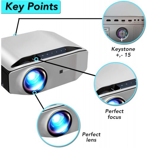  GooDee Video Projector, YG620 Native 1080p 300 Full HD LCD Projector , Contrast 7000:1 and with 100,000 Hrs Lamp Life, Compatible with PC, PS4, TV Stick, HDMI, etc