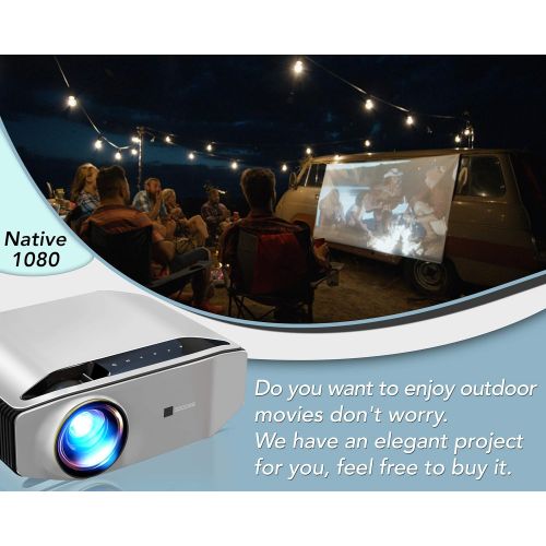  GooDee Video Projector, YG620 Native 1080p 300 Full HD LCD Projector , Contrast 7000:1 and with 100,000 Hrs Lamp Life, Compatible with PC, PS4, TV Stick, HDMI, etc