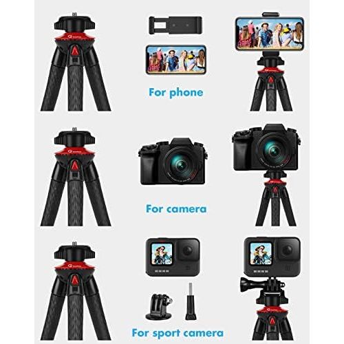  [아마존베스트]GooFoto Mobile Phone Tripod, Flexible Tripod for Smartphone with Remote Control, Waterproof Tripod, Camera Tripod, Mini Tripod for iPhone, Samsung, Huawei, Android, DSLR, Canon, Ni