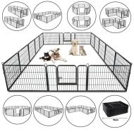 GooGGiG 24 Height 16 Panel Dog Pen Metal Fence Gate Portable Outdoor RV Play Yard | Heavy Duty Outside Pet Large Playpen Exercise | Indoor Puppy Kennel Cage Crate Enclosures |