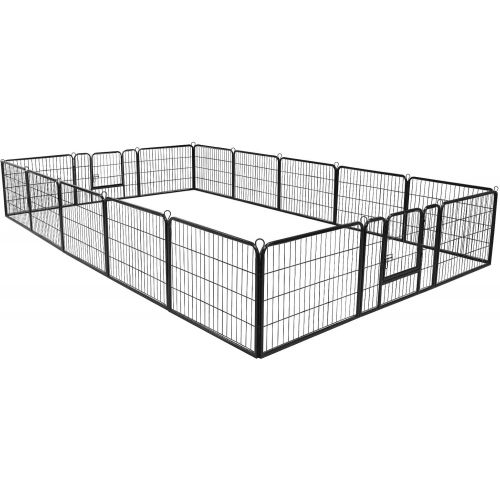  GooGGiG 24 Height 16 Panel Dog Pen Metal Fence Gate Portable Outdoor RV Play Yard | Heavy Duty Outside Pet Large Playpen Exercise | Indoor Puppy Kennel Cage Crate Enclosures |