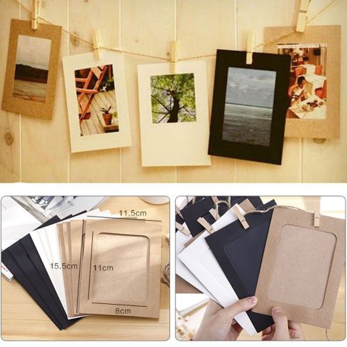  GooGou DIY Paper Photo Frame Wall Deco with Mini Clothespins and String Fits 4x 6 Pictures for College,Home,Dorm Room,Office(30 pcs)