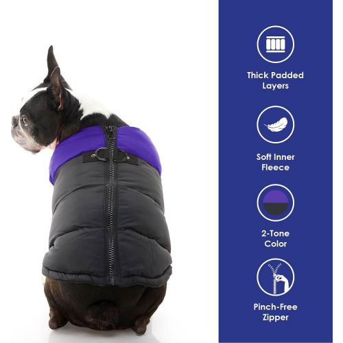  Gooby - Padded Vest, Dog Jacket Coat Sweater with Zipper Closure and Leash Ring