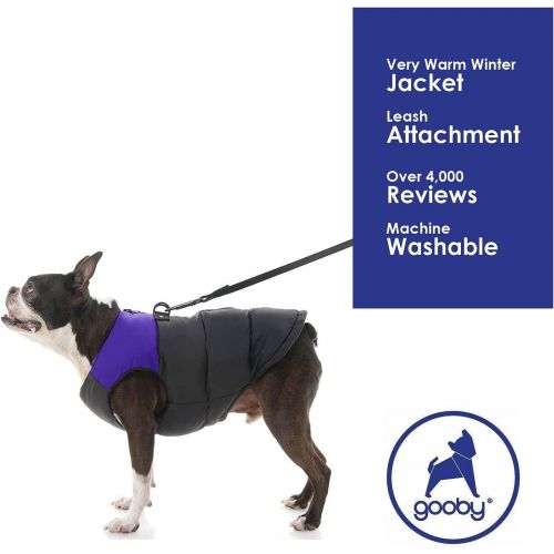  Gooby - Padded Vest, Dog Jacket Coat Sweater with Zipper Closure and Leash Ring