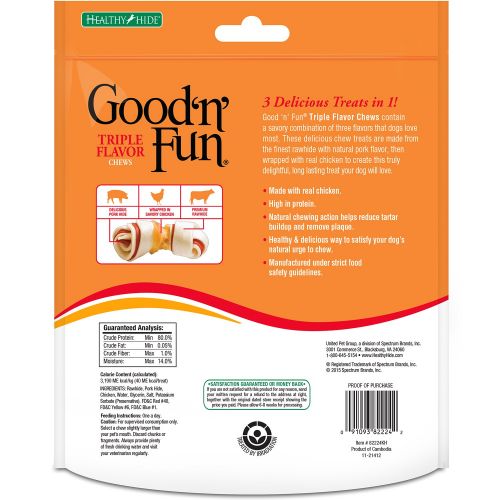  Good N Fun Triple Flavor Mini Rawhide Chews, 18-Count