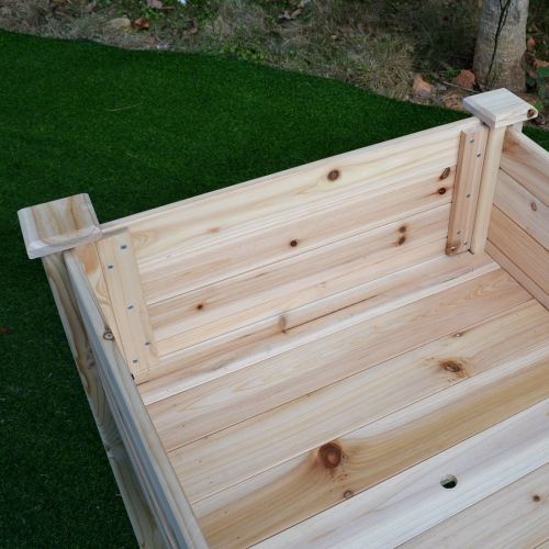  Good Life USA GOOD LIFE Outdoor Patio Wooden Raised Garden Bed Elevated Planter Flower Box Nature Color LNG379