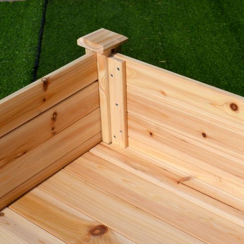  Good Life USA GOOD LIFE Outdoor Patio Wooden Raised Garden Bed Elevated Planter Flower Box Nature Color LNG379