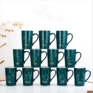 [아마존베스트]Good wife Handmade Coffee Cup Elegant Tea Cup and Saucer Coffee Cup Twelve constellations Theme Romantic Creative Present for Wedding/Christmas/Birthday gift (Aquarius)