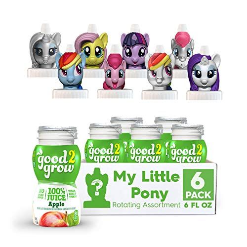  good2grow My Little Pony Character 100% Apple Juice, 6-pack of 6-Ounce Spill-proof Character Top Bottles, Non-GMO with No Sugar Added and Excellent Source of Vitamin C