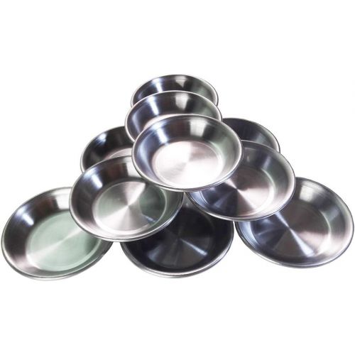  [아마존베스트]GoodDayLiving 10-Piece Stainless Steel 3.4inches Small Seasoning Dishes Dipping Bowls Sauce Dishes Appetizer Plates Tea Bag Holder