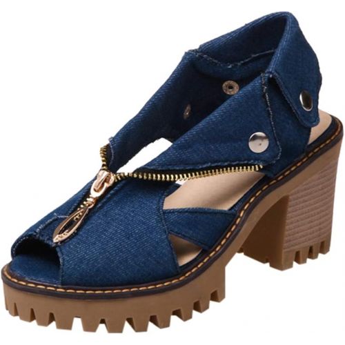  GoodLock(TM)_Women Shoes 2019 Hot!! Women High Heel Sandals, Ladies Cuffed Denim Thick Platform Fish Mouth Casual Shoes