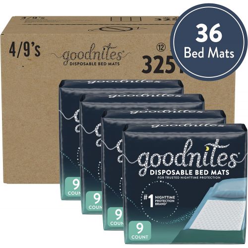  Goodnites Disposable Bed Mats for Bedwetting, 2.4 x 2.8 ft, 36 Ct (4 Packs of 9)