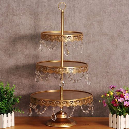  Gooday 12 Pcs/set Golden Cake Stands and Pastry Trays,Metal Birdcage Cupcake Dessert Pedestal/Display/Plate/Stands and Trays with Crystals and Beads,Party Birthday Party Wedding Decoratio