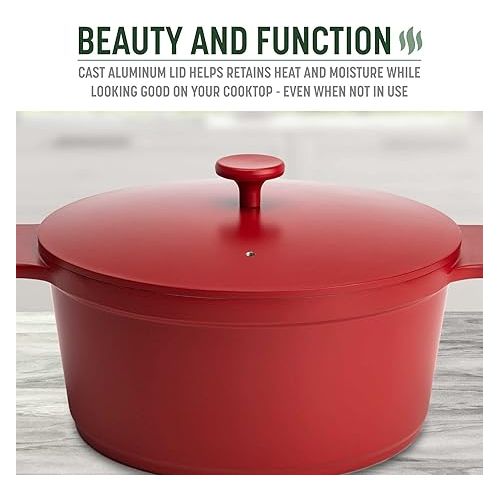  Goodful All-In-One Pot, Multilayer Nonstick, High Performance Cast Dutch Oven With Matching Lid, Roasting Rack And Turner, Made Without PFOA, Dishwasher Safe Cookware, 4.7-Quart, Crimson Red