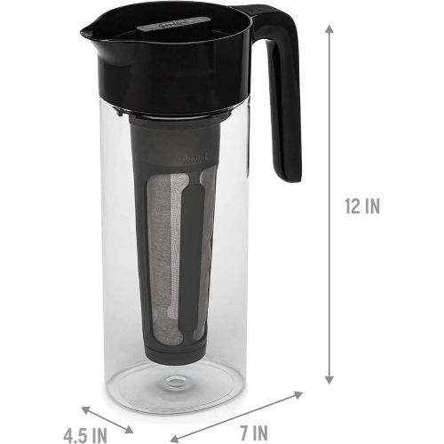  Goodful Airtight Cold Brew Iced Coffee Maker, Shatterproof Durable Tritan Plastic Construction, Leak-Proof Lid, Large Capacity with Premium Stainless Steel, 2.25 Qt, Black