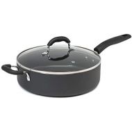 Goodful Aluminum Non-Stick Saute Pan Jumbo Cooker with Helper Handle and Tempered Glass Steam Vented Lid, Made Without PFOA, Dishwasher Safe, 5-Quart, Charcoal Gray