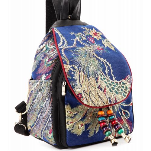  Goodhan Vintage Phoenix Sequins Embroideried Women Backpack Daypack Travel Shoulder Bag