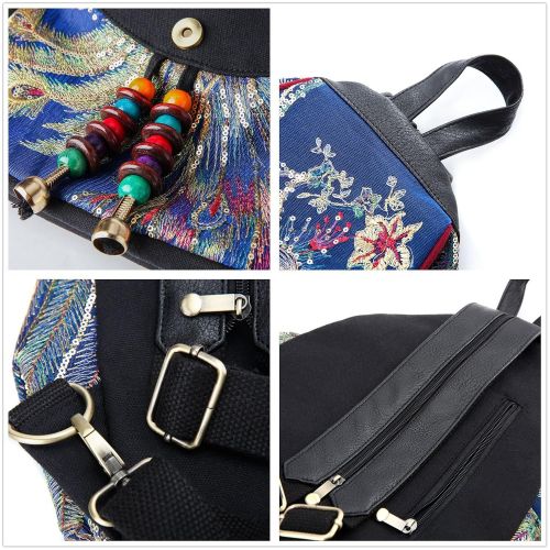  Goodhan Vintage Phoenix Sequins Embroideried Women Backpack Daypack Travel Shoulder Bag