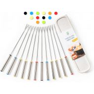 GOODiTREE Fondue Forks Set of 12 with Storage Box Mini Cheese Pot Chocolate Fountain Party Stainless Steel 9.5 Roasting Sticks Dessert Skewers Heat Resistant Multi Color Kitchen Ac