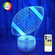 [아마존 핫딜] Goodking 3D LED Illusion Lamp, Football Night Lights for Kids 7 Colors Changing Nightlight with USB Powered, Touch & Remote Control Best Birthday for Boys Girls Kids Baby