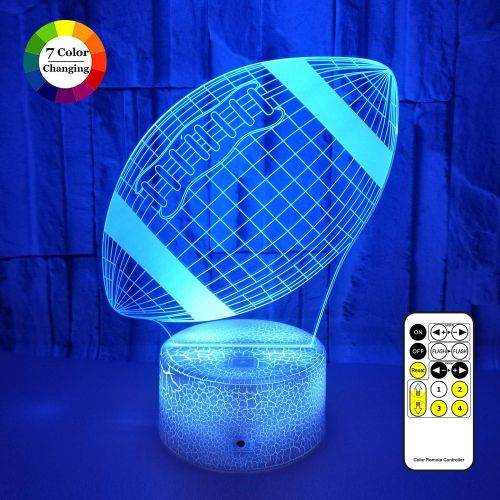  [아마존 핫딜] Goodking 3D LED Illusion Lamp, Football Night Lights for Kids 7 Colors Changing Nightlight with USB Powered, Touch & Remote Control Best Birthday for Boys Girls Kids Baby