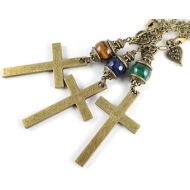 Goodmedicinegemstone Gemstone Cross Car Charm, Car Accessories, Rear View Mirror Charm, Cross Road Totem, Car Rosary, Christian Car Charm, Car Mirror Charm