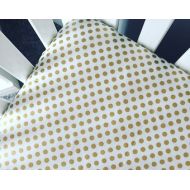 GoodnightDoll Metallic gold dots fitted crib sheet | gold nursery bedding | dots crib sheet | polka dots crib sheet |
