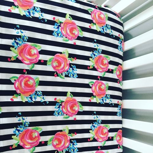  GoodnightDoll Fitted crib sheet | Black and white stripes | roses crib sheet | Baby girl nursery bedding | Crib sheets |