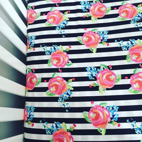  GoodnightDoll Fitted crib sheet | Black and white stripes | roses crib sheet | Baby girl nursery bedding | Crib sheets |