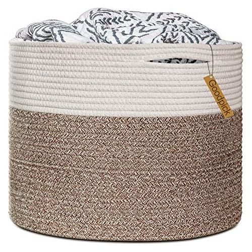  [아마존베스트]Goodpick Large Cotton Rope Basket 15.8x15.8x13.8-Baby Laundry Basket Woven Blanket Basket Nursery Bin