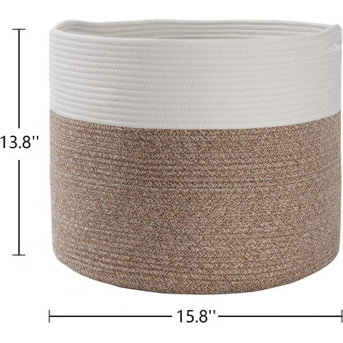  [아마존베스트]Goodpick Large Cotton Rope Basket 15.8x15.8x13.8-Baby Laundry Basket Woven Blanket Basket Nursery Bin