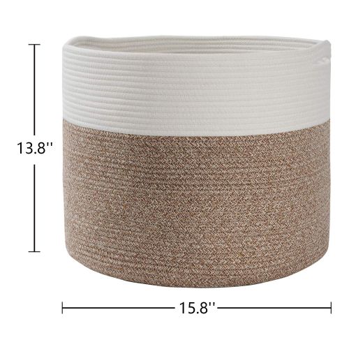  Goodpick Large Cotton Rope Basket 15.8x15.8x13.8-Baby Laundry Basket Woven Blanket Basket Nursery Bin